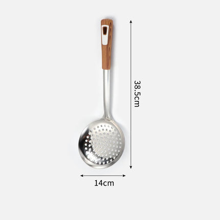 Thickened Stainless Steel Colander Filter Spoon Multifunctional Oval Oil Skimmer Scoop Long Handle Ramen Scoop Kitchen Utensils