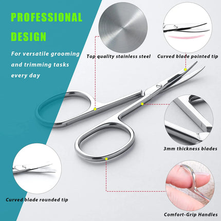 Facial Hair Small Grooming Scissors For Men Women - Eyebrow, Nose Hair, Mustache, Beard, Eyelashes, Rounded Safety Tip Clippers