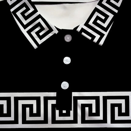 The new men's short-sleeved POLO shirt for summer 2025 features a casual fashionable and comfortable 3D striped pattern print