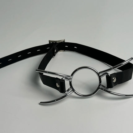 LILUPLAY New BDSM Metal O Shaped Ring/Spider Open Mouth Gag, Leather Restraint Blowjob Gags,Sex Bondage Toys For Couples