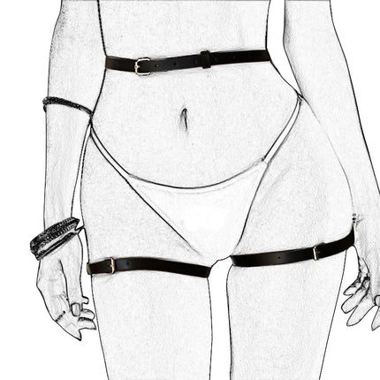 Women Sexy Garter Belt PU Leather Harness Lingerie Bdsm Bodystockings Garter Belt Fetish Erotic Rave Sword Belts Gothic bodysuit