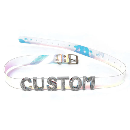 Sexy Punk Leather Customized Rhinestones Letters Waist Belt Belly Chains DIY Personalized Name Waistband Cosplay Body Jewelry