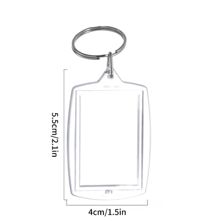 5/50Pcs Transparent Photo Frame Keychain Tassels Snap-In Custom Insert Photo Acrylic Blank Keyring Clear Blank Picture Pendant