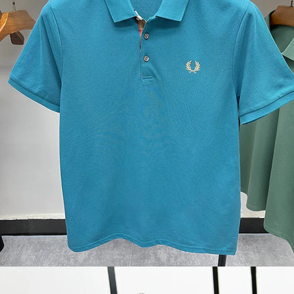 2025 Men's Embroidered Casual Polo Luxury Clothing High-Quality Brand 2024 Cotton Lapel Short Sleeved Summer 100%