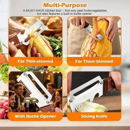 Wooden Handle Paring Knife High Appearance Kitchen Special Fruit Planer Sugarcane Paring Knife Household Thick Scraping Tools