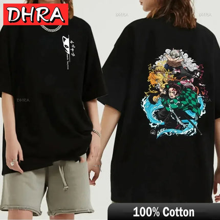 Japanese Anime Demon Slayer Graphic Zenitsu Shinobu T-Shirt Fashion Tanjiro Inosuke Zenitsu Womens T Shirt Men Tees Nezuko Tops