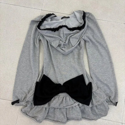 American Retro Spring And Autumn Subculture Dark Style Slim Lace Patchwork Hoodies Fashionable Versatile Classics Hooded Hoodies