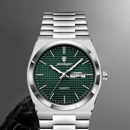 POEDAGAR Luxury Original Men's Watch Waterproof Stainless Steel Luminous Men's Wristwatch Date Week Quartz Fashion Watches For Men