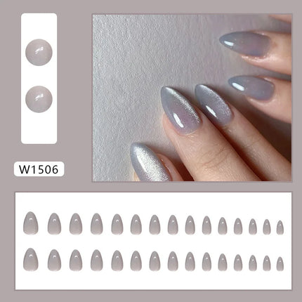 Fresh Flower 24 Pcs Press on Nails Pink Nail polish Glossy Artificial Finger Manicure Reusable False Nails for Women