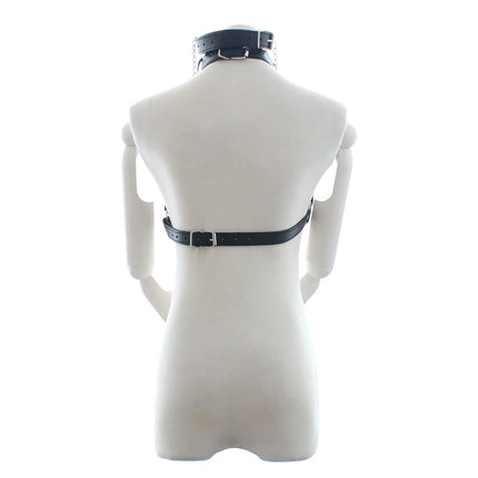 Thierry PU Leather Bondage Restraints O Ring Gag with Nipple Clamps,open bra with Collar Fetish Adult Games Sex Toys for Couples