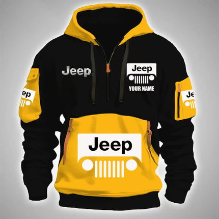 JEEP's new health fabric and fleece men's multi-pocket zipper sweatshirt is a 3D trendy NFL sweatshirt for export