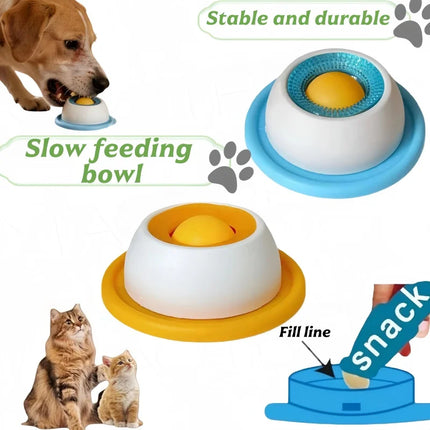 Pet Slow Licking Bowl For Dogs/cats, Non-slip Interactive Puzzle Toy, Healthy Slow Feeder, Reduces Boredom Anxiety, Fun Licking