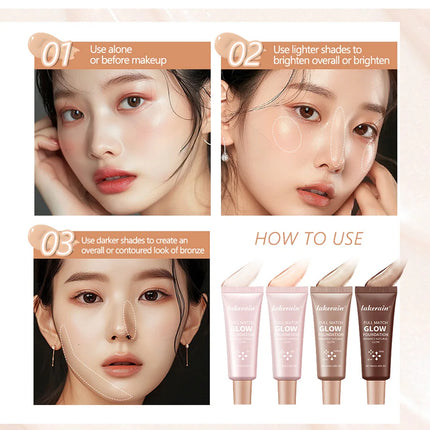 Natural Glow Enhancer Foundation Glowing Moisturizing Lightweight base Multi-purpose Face Body Glitter Cream Bronzer For Paris