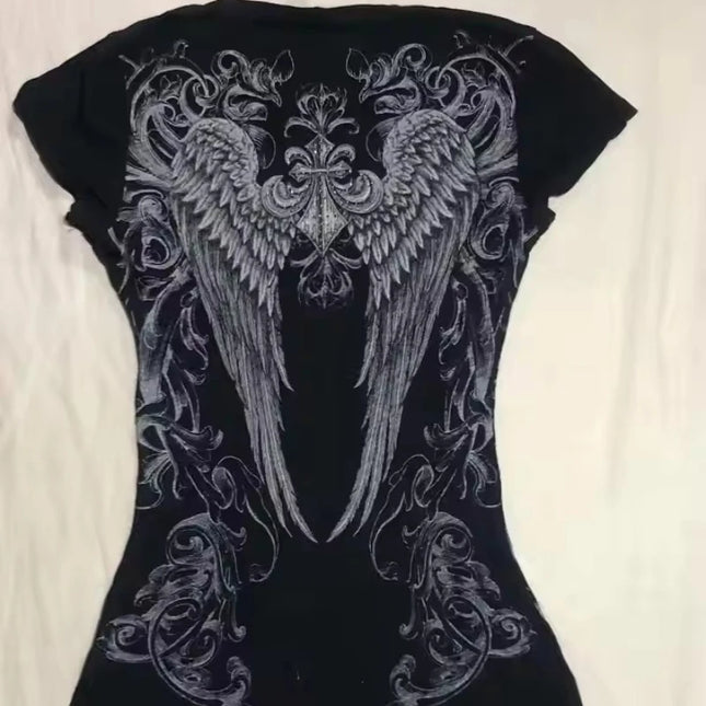 2026 European and American Style Y2K Slim-Fit Short-Sleeve Printed Top T-Shirt, Fashionable and Retro Women's Clothing for