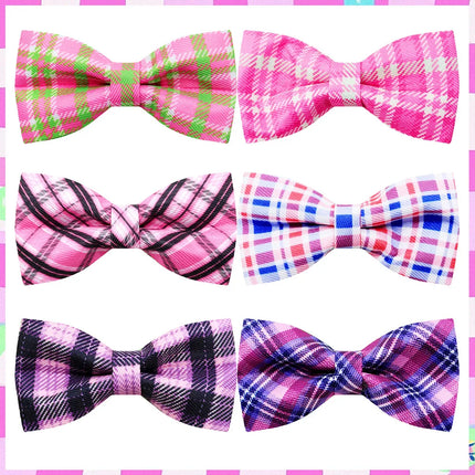50pcs Plaid Style Dog Bowties For Collar Removable Small Dog Cat Bowties Collar Accessories For Dogs Grooming Pet Supplies