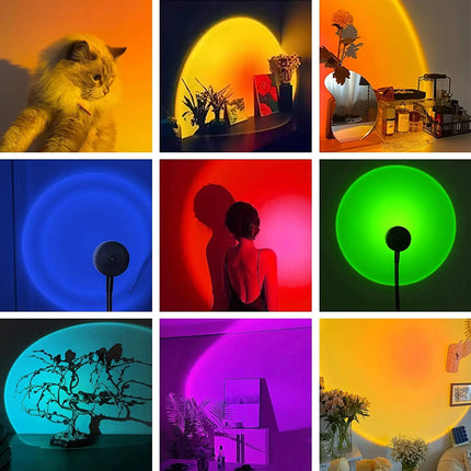 USB Sunset Lamp LED Rainbow Neon Night Light Projector Photography Wall Atmosphere Lighting for Bedroom Room Decor Nightlights