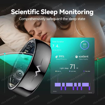AI ECG Detection Smart Ring Blood Pressure,Heart Rate,Body Temperature Monitor,Waterproof Multiple Sport Track Men Women Rings