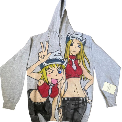 Japanese Gothic Hoodies Y2K Clothes Men Women Harajuku Cartoon Anime Graphic Print Oversized Hoodies Sweatshirts Casual Jackets