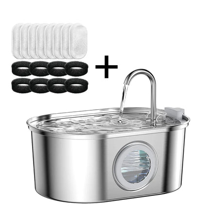 Stainless Steel Cat Automatic Drinking Fountain Dog Drinking Fountain Ultra-Quiet Pet Fountain With Window Cat Water Feeder