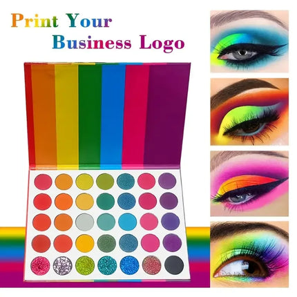 35-Color Rainbow Eyeshadow Palette, Matte, Shimmer Finishes, High, Blendable Long-Lasting Eye Makeup, Vibrant Shades for Parties