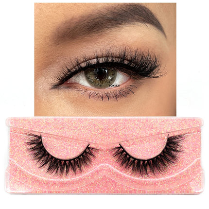 FOXESJI False Eyelashes 3D Mink Eye Lashes Strip Fluffy Dramatic Thick Cross Mink Eyelashes Soft Wispy Fake Eyelashes Extension