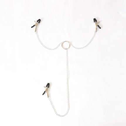 Adjustable Y-shaped Nipple Clitoris Nipple Clamp with Stainless Steel Metal Chain BDSM Flirting Breast-fed Sex Toy Stainless