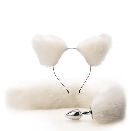 Women Anal Butt Tail Buttplug Sex Toys Fox Pigtail with Ears Sexy Products BDSM Cat Ears Ass Plug Adult For Couple Sexual Game