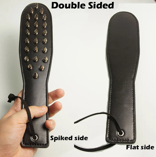 BDSM Spanking Paddle,Dual Side Leather Spiked Whip,Sex Toys for Couples,Adult Games,Bondage,Restraints