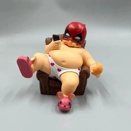 Marvel Avengers Deadpool Iron Man Fat Boy Figure Cute Collection Desktop Car Ornament Decoration Children Toys Gifts