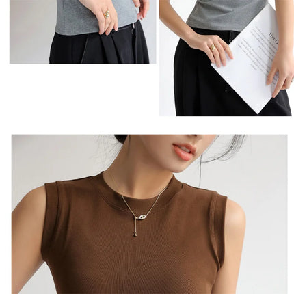 Women's Cotton Round Neck Colorful Basic Sleeveless Undershirt Tops Tees with Coverage for Side Cleavage