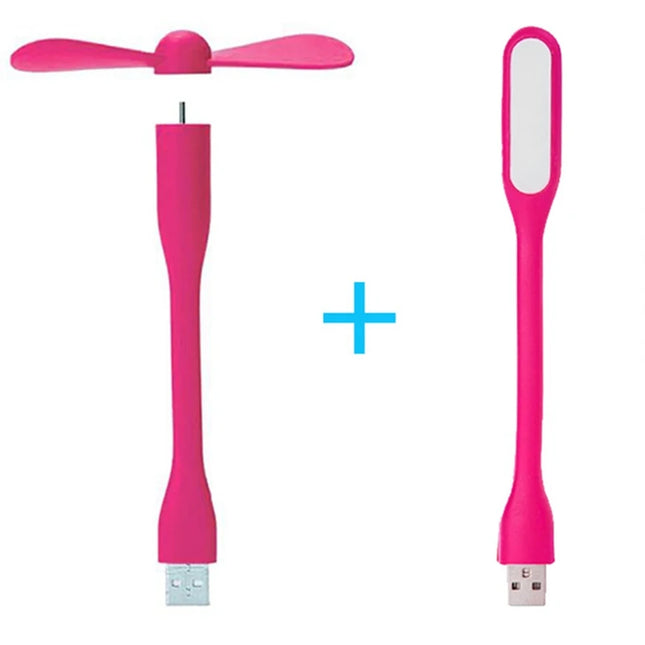 Portable Creative Mini USB Fan Flexible Bendable Cooling Fan and USB LED Light For Power Bank Notebook & Computer Summer Gadget