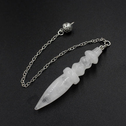 Natural Stone Pendant Egyptian Crystal Pendulum for Divination Dowsing Reiki Pink Clear Quartz Amethysts Black Onyx Pendulo X130