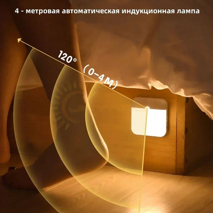 Motion Sensor Light USB Night Light LED Lamp With Switch Rechargeable Inductor Lights For Kitchen Stairs Hallway Closet Bedroom