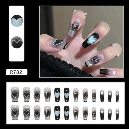 Thousands Stars 24 Pcs Press on Nails Pink Nail Polish Glossy Artificial Finger Manicure Reusable False Nails for Women