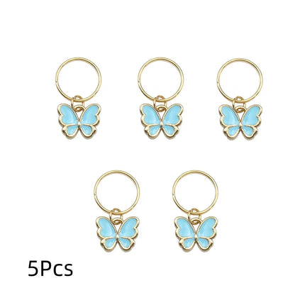New 6Pcs Butterfly Star Pendant Hair Clip For Women Braid Trendy Metal Rings Western Style Accessories Girls Headdress Tocado
