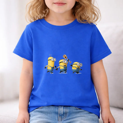 Minions Music Adventure Character Trio Kid Cotton T Shirt Energetic Performance Style Comfortable Casual Wear for Boys and Girls