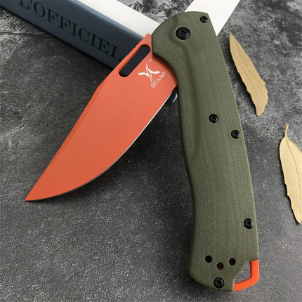 Huaao Pocket Folding Knife High Hardness Blade Satin Finish Blade G10 Material Handle Outdoor Hiking Climbing Practical Tool