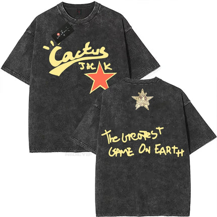 100% Cotton Oversized T Shirt For Men Women HipHop Washed T Shirts cactus jack Short Sleeve Gift Tops look mom i can fly K39