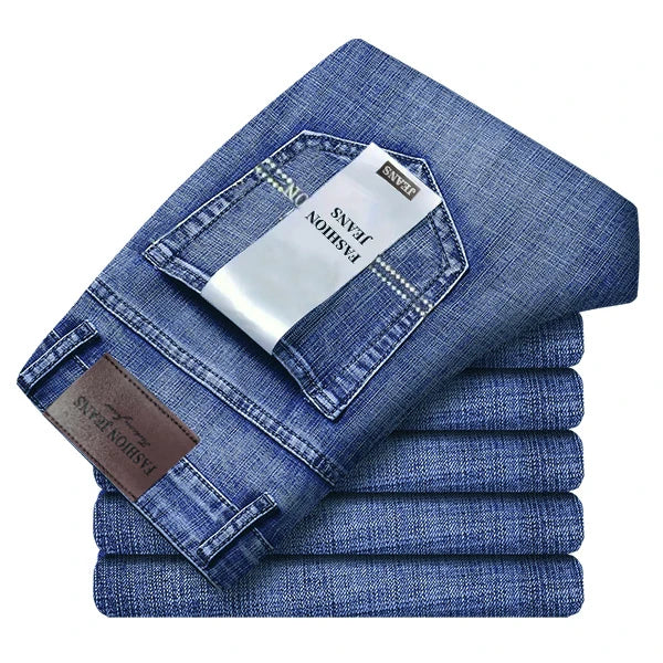 2026 Brand Straight Stretch Classic Blue Black New Business Men's Jeans Casual Work Denim Trousers Male Brand Clothing