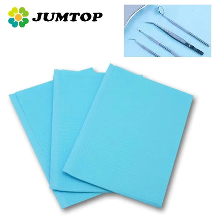 JUMTOP 125Pcs Dental Bibs Disposable Tattoo Clean Pad Table Covers Clean Pad Piercing Bibs Dentist Paper Scarf