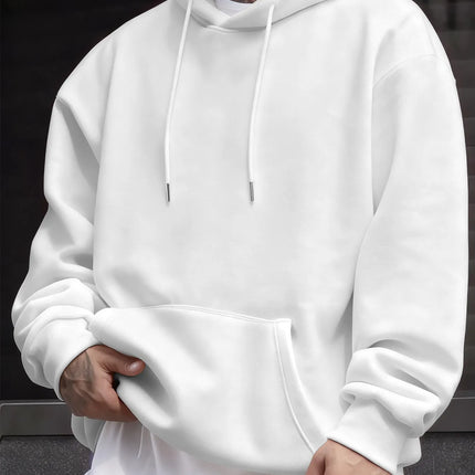Autumn Casual Solid Sweatshirt Street Comfy Tracksuit Fleece Pocket Hoody Man Basic Warm Streetwear Soft Loose Clothes Unisex