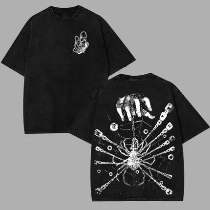 Kurapika Hunter X Hunter Graphic T-shirt Men's Clothing Anime Short Sleeve Tee Tops Hip Hop Washed 2026 Summer Cotton T Shirt
