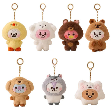 BT21 Anime Kawaii BABY Zoo Series Plush Doll Keychain Cute Cartoon Doll School Bag Pendant Decoration Birthday Gift Line Friends