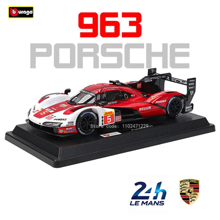 Bburago 1:24 Porsche 963 24 alloy racing car Alloy Luxury Diecast Car Model Toy Collection Gift Multiple styles to choose from