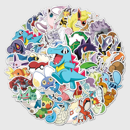 50PCS Pokémon Stickers - Pokémon Animation Decorative Stickers. For daily decorations like water cups, refrigerators, etc.
