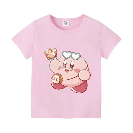 Star Kirbys Summer Short Sleeve Kid Cute T-shirt Colorful Tops Baby Cartoon Fashion Tee Kawaii Game Boy Girl Casual Clothes Gift