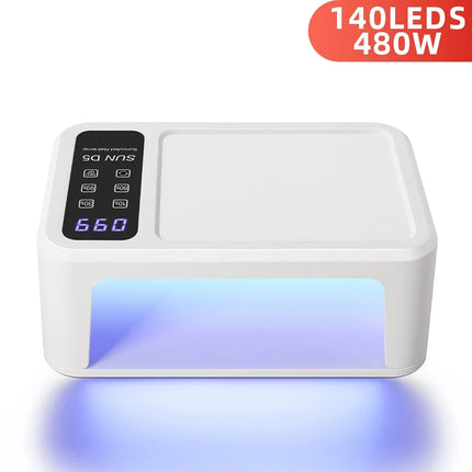 140LEDS Nail Dryer 480W LED UV Nail Lamp For Curing All Gel Nail Polish Motion Sensing Manicure Lamp With Big Space Salon Tool