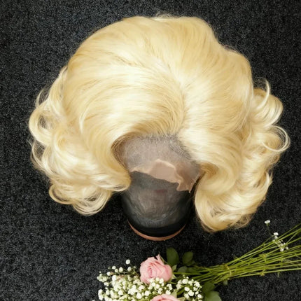 613 Blonde Wig 13x4 HD Short Bob Body Wave Lace Front Wig Synthetic Pre Plucked Glueless Daily Wear Cosplay On Clearance Sale