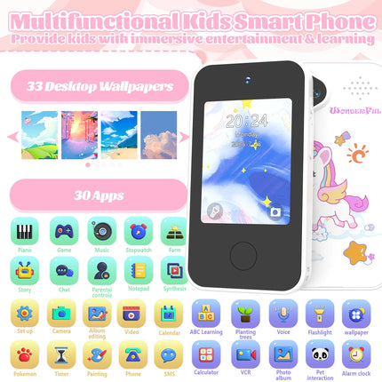 Mini Kids Smart Phone Dual Camera 1080P HD Touchscreen Player Digital Camera Educational Toys for Girls and Boys Birthday Gifts