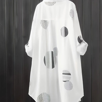 Plus Size Black and White Shirt for Women's Spring and Summer Travel Thin Top Sunscreen Breathable Clothes POLO Collar